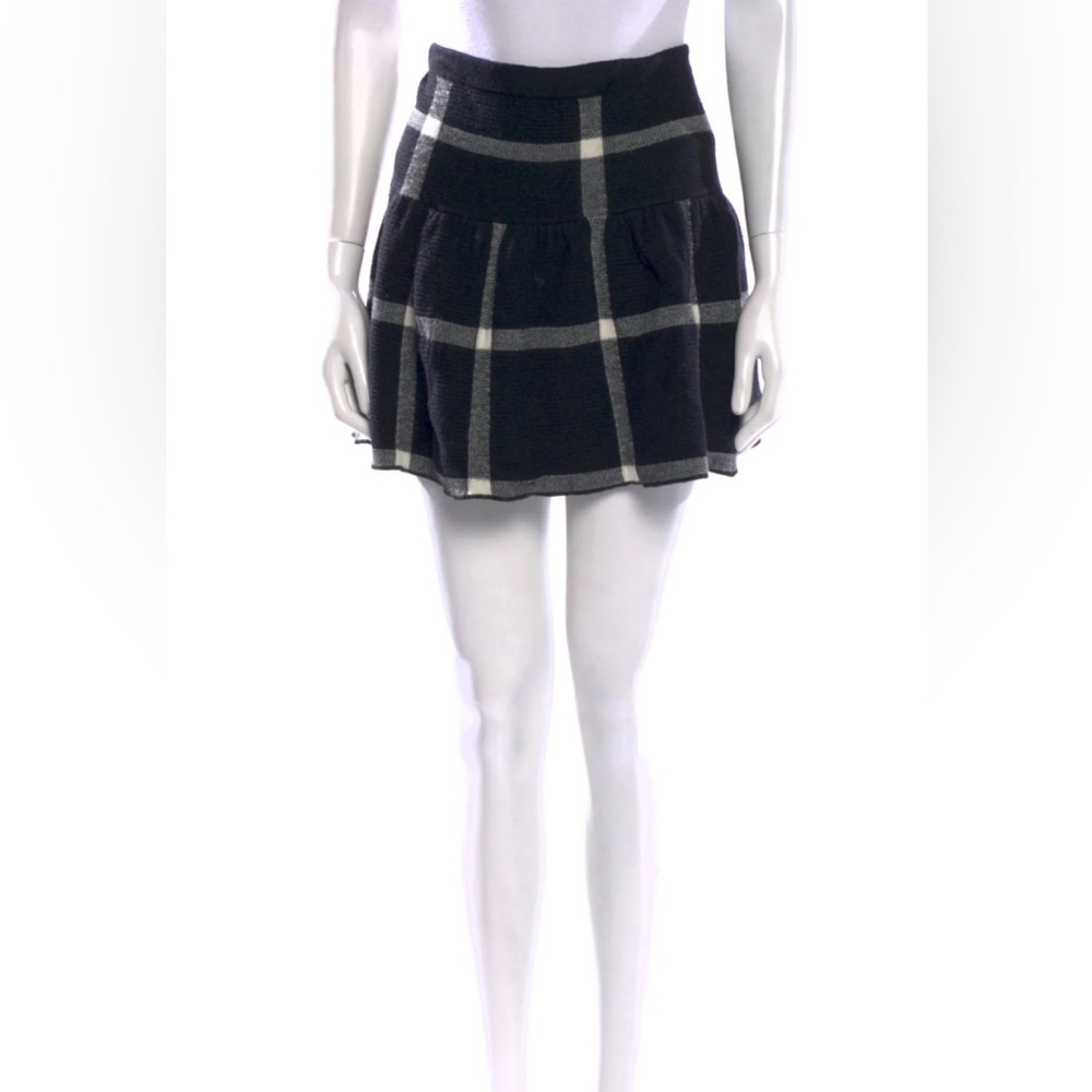 Alice and Olivia Kimbra Drop Waist Knit Skirt Plaid Size Large